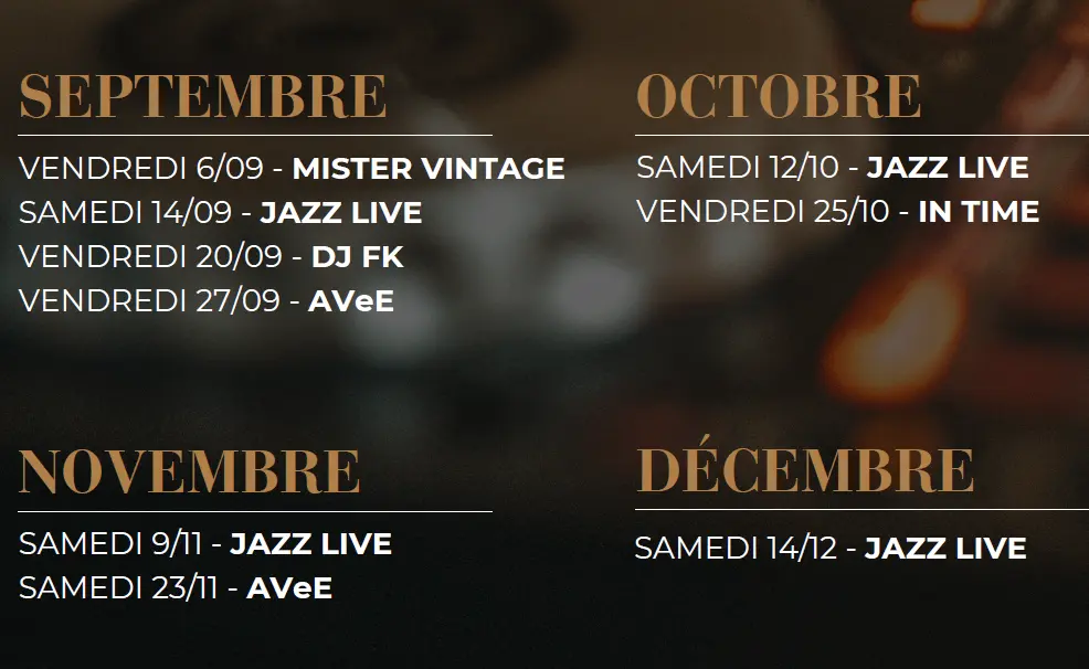 Programmation Blackwood Septembre à Décembre